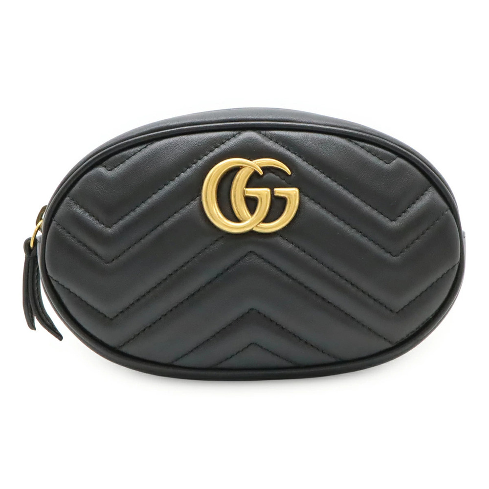 Gucci GG Marmont Belt Bag Body Waist Pouch Clutch Quilted Leather Black
